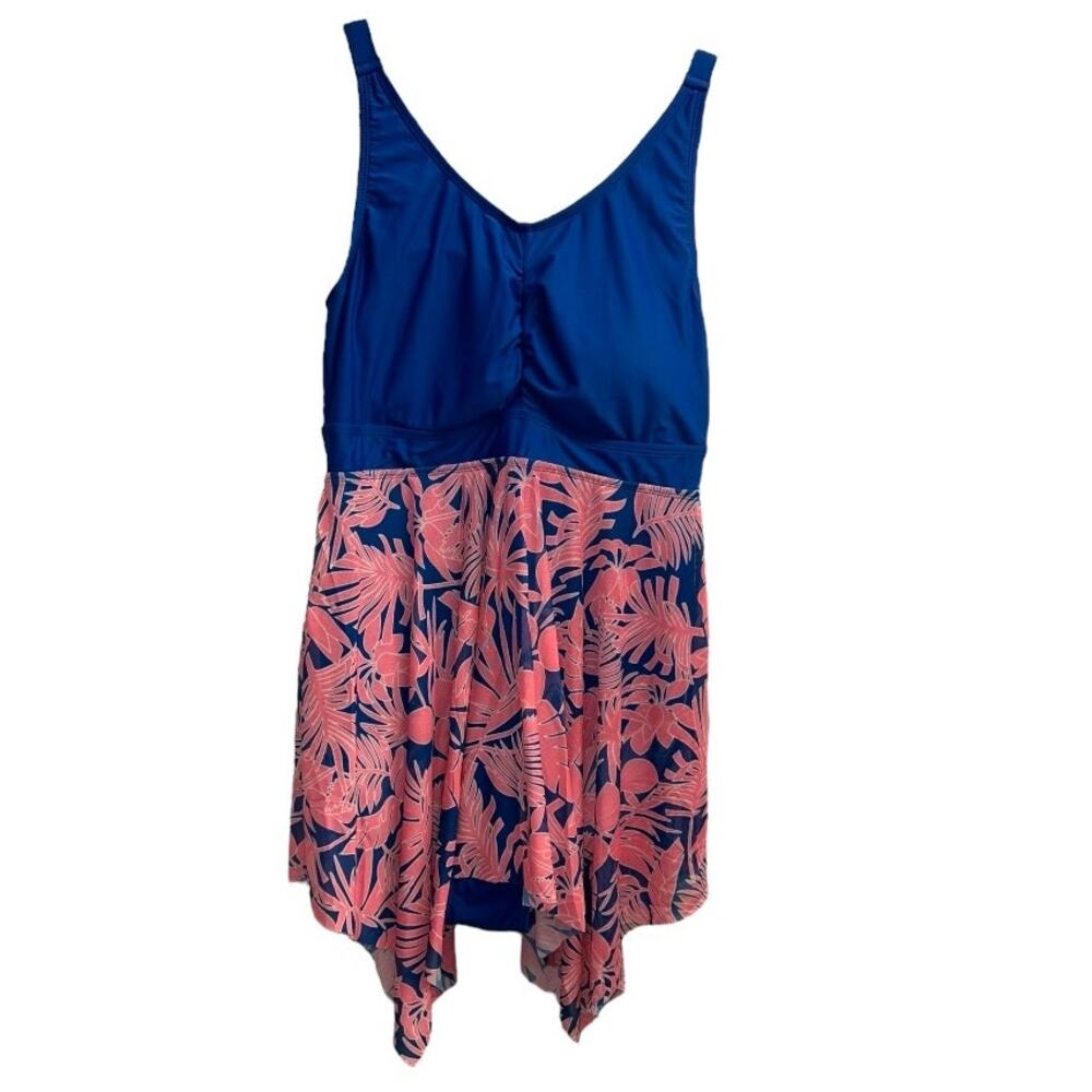 BLOOMCHIC Pink Blue Leaf Floral Design Swimsuit Size 14/16